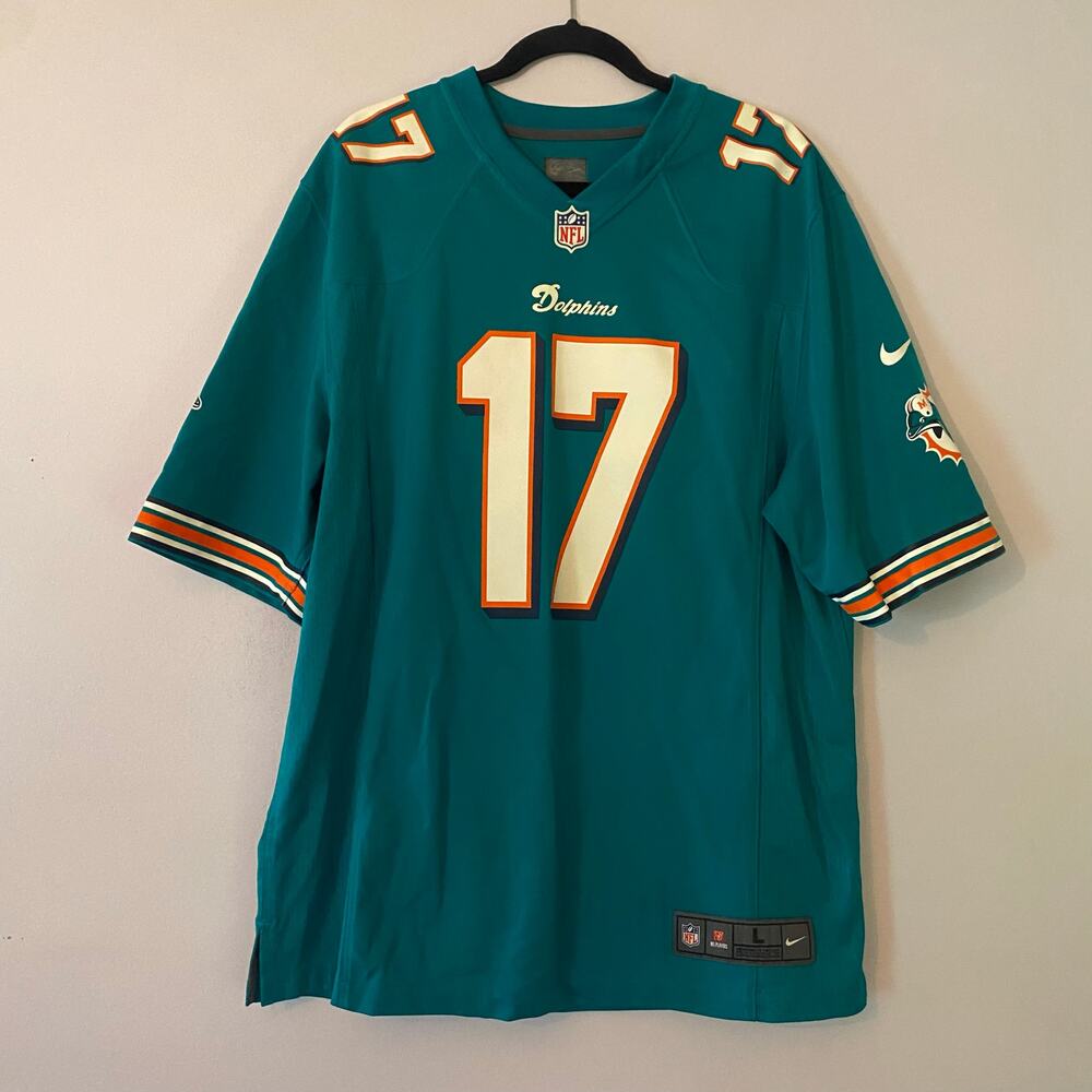 NFL Miami Dolphins #17 Tannehill Football Jersey Teal Home Vintage Logo Large